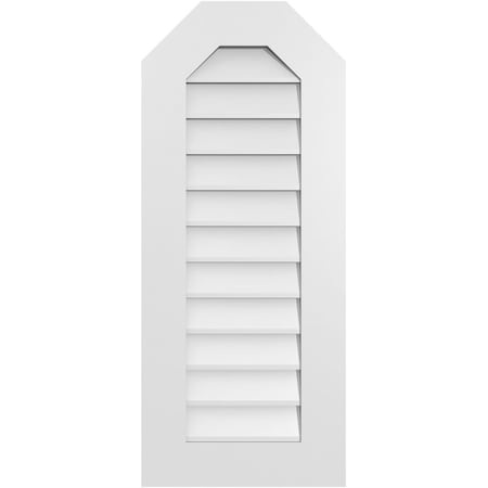 Ekena Millwork Octagonal Top Surface Mount PVC Gable Vent w/ 3-1/2"W x 1"P Standard Frame, 16"W x 38"H GVPOT16X3801SN